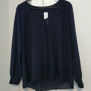 NWT 19 Cooper Navy blue button down blouse, S
